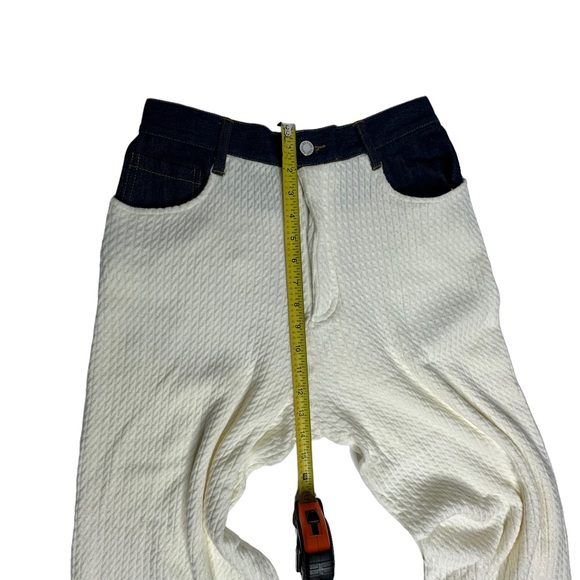NWT WeWoreWhat High Rise Wide Leg Denim Cable Knit Pants cream 27 - Picture 8 of 16